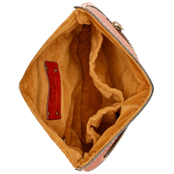 Pink Laser Cut Italian Leather Crossbody Bag - Picture 3 of 3